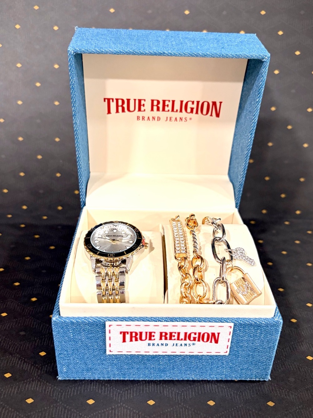 True Religion Two-Tone Watch and Bracelet Gift Set - Silver & Gold
